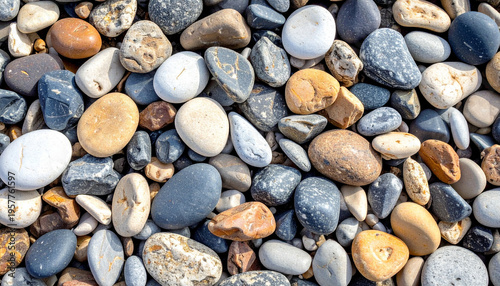 Small grey and blue river pebbles in a clean natural arrangement