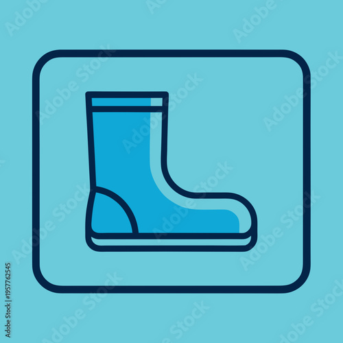 A blue rectangular safety icon displaying a clean outlined work boot symbol