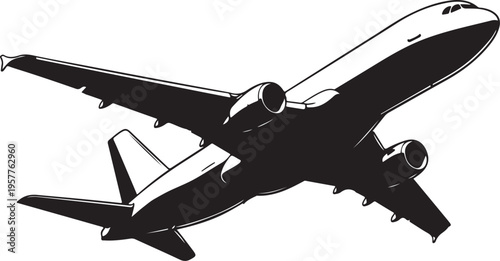 Airplane Silhouette Soaring Through the Sky with Ease Always