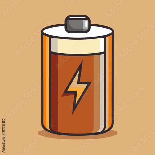 Fully charged battery icon with a lightning bolt symbol, representing energy and power on a plain background