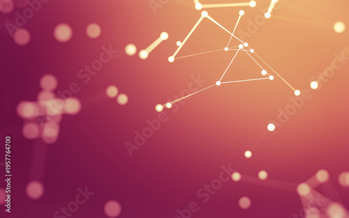 Abstract background. Molecules technology with polygonal shapes, connecting dots and lines. Connection structure. Big data visualization.