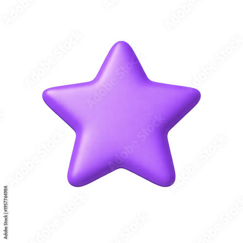 3D purple star emoji icon isolated on transparent background