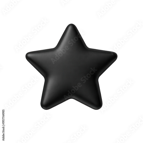 3D black star emoji icon isolated on transparent background
