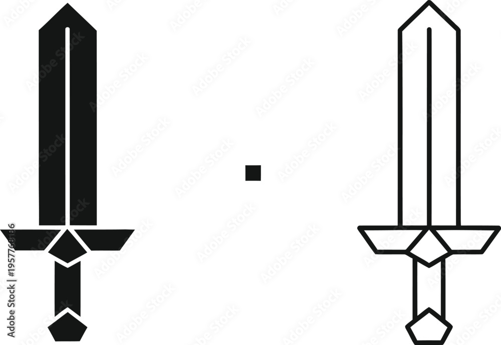 Fototapeta premium Sword vector icons black and white Vector