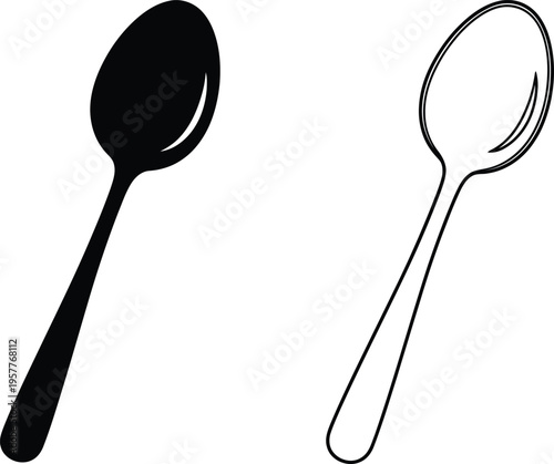 Black and white spoons illustration Vector