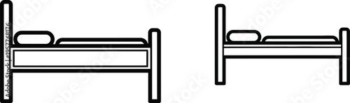 Minimalist twin beds with simple pillows Vector