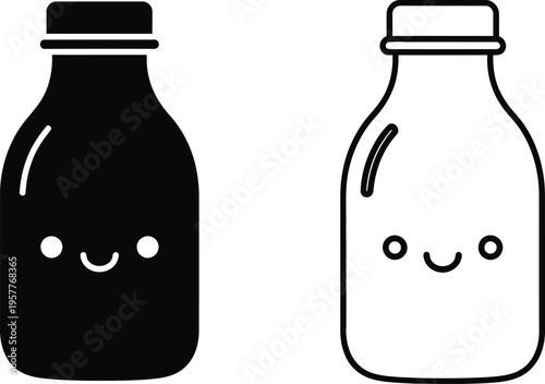 Happy smiling bottles cartoon illustration Vector