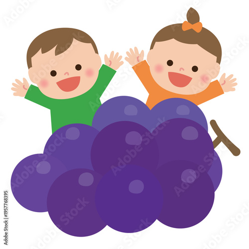 ぶどうと子供達