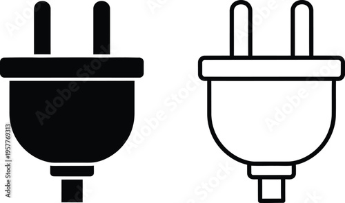 Black and white electrical plug icons Vector