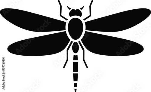 Dragonfly silhouette insect icon Vector