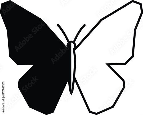 Black and white butterfly illustration Vector
