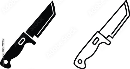 Black and white illustration of two knives Vector