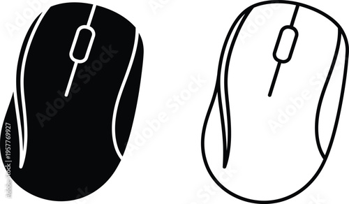 Black and white computer mouse illustration Vector