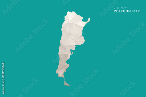 Argentina Map - Green and Gray Polygon Vector Illustration, Low Poly Geometric Design with Clean Minimal Style on Solid Background for Infographic Use.