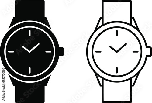 Black and white watches with straps Vector