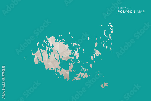 Aland Islands Map - Green and Gray Polygon Vector Illustration, Low Poly Geometric Design with Clean Minimal Style on Solid Background for Infographic Use.