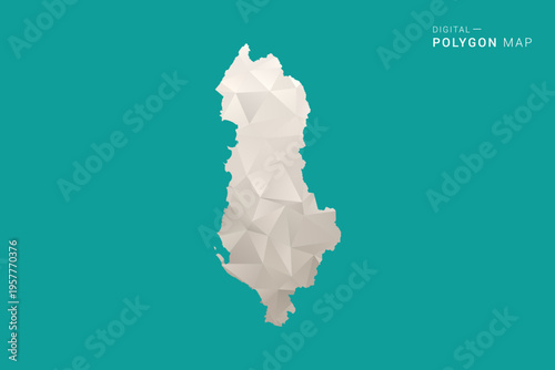 Albania Map - Green and Gray Polygon Vector Illustration, Low Poly Geometric Design with Clean Minimal Style on Solid Background for Infographic Use.
