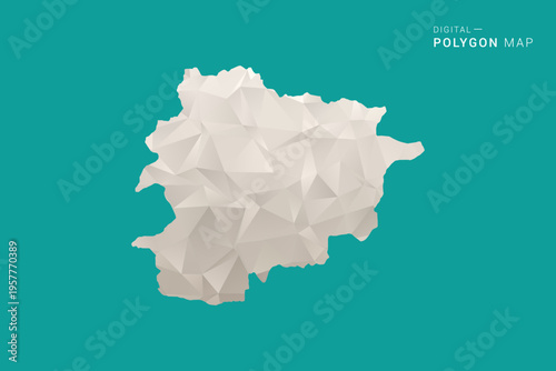 Andorra Map - Green and Gray Polygon Vector Illustration, Low Poly Geometric Design with Clean Minimal Style on Solid Background for Infographic Use.