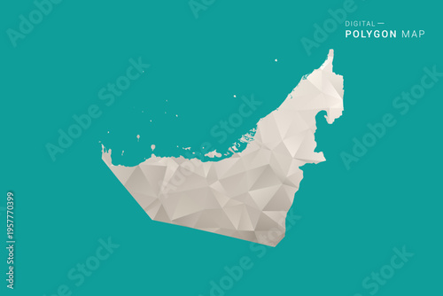 United Arab Emirates Map - Green and Gray Polygon Vector Illustration, Low Poly Geometric Design with Clean Minimal Style on Solid Background for Infographic Use.