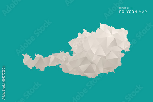 Austria Map - Green and Gray Polygon Vector Illustration, Low Poly Geometric Design with Clean Minimal Style on Solid Background for Infographic Use.