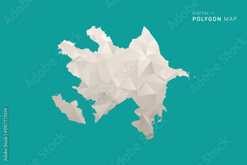 Azerbaijan Map - Green and Gray Polygon Vector Illustration, Low Poly Geometric Design with Clean Minimal Style on Solid Background for Infographic Use.