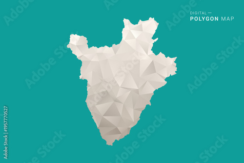 Burundi Map - Green and Gray Polygon Vector Illustration, Low Poly Geometric Design with Clean Minimal Style on Solid Background for Infographic Use.