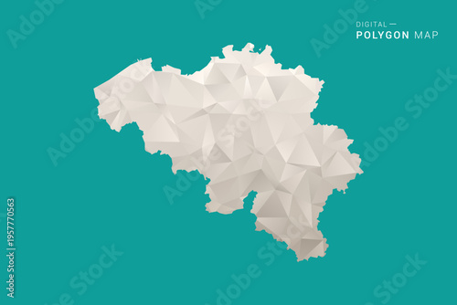 Belgium Map - Green and Gray Polygon Vector Illustration, Low Poly Geometric Design with Clean Minimal Style on Solid Background for Infographic Use.
