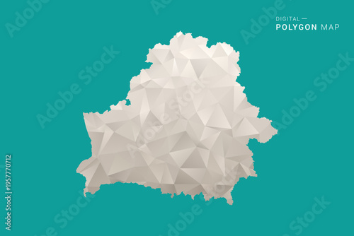 Belarus Map - Green and Gray Polygon Vector Illustration, Low Poly Geometric Design with Clean Minimal Style on Solid Background for Infographic Use.