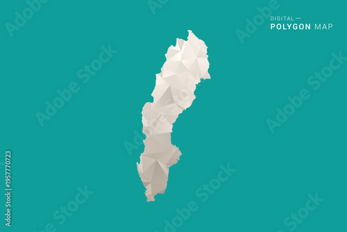 Sweden Map - Green and Gray Polygon Vector Illustration, Low Poly Geometric Design with Clean Minimal Style on Solid Background for Infographic Use.