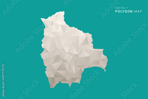 Bolivia Map - Green and Gray Polygon Vector Illustration, Low Poly Geometric Design with Clean Minimal Style on Solid Background for Infographic Use.