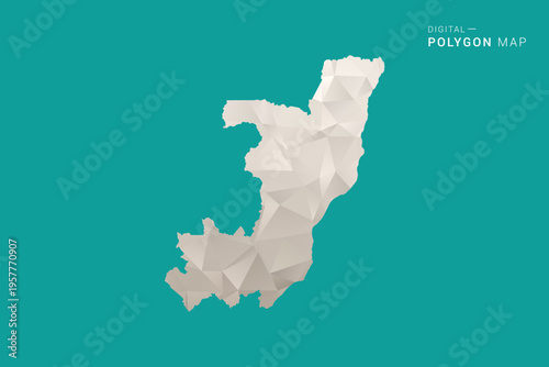 Congo Map - Green and Gray Polygon Vector Illustration, Low Poly Geometric Design with Clean Minimal Style on Solid Background for Infographic Use.