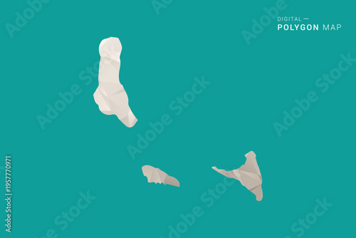 Comoros Map - Green and Gray Polygon Vector Illustration, Low Poly Geometric Design with Clean Minimal Style on Solid Background for Infographic Use.