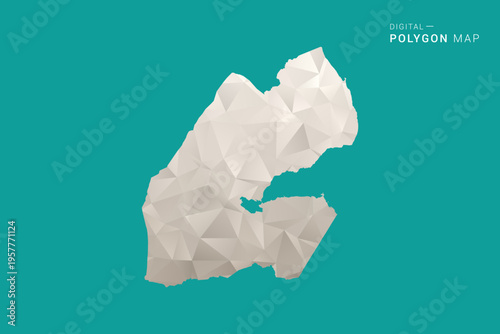 Djibouti Map - Green and Gray Polygon Vector Illustration, Low Poly Geometric Design with Clean Minimal Style on Solid Background for Infographic Use.