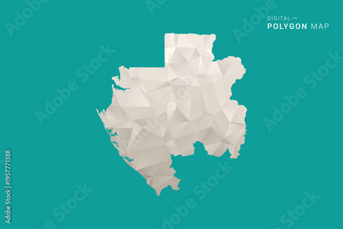 Gabon Map - Green and Gray Polygon Vector Illustration, Low Poly Geometric Design with Clean Minimal Style on Solid Background for Infographic Use.