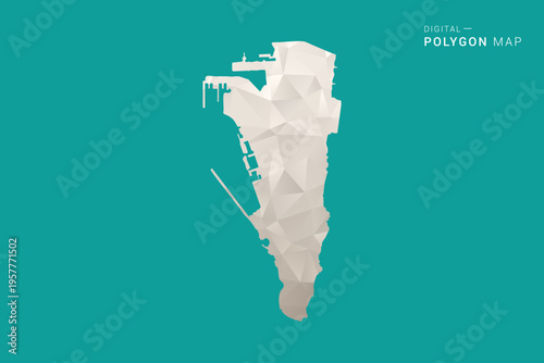 Gibraltar Map - Green and Gray Polygon Vector Illustration, Low Poly Geometric Design with Clean Minimal Style on Solid Background for Infographic Use.