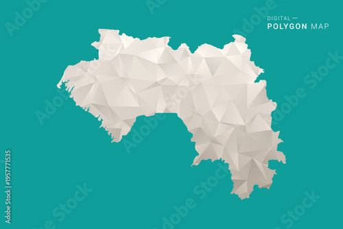 Guinea Map - Green and Gray Polygon Vector Illustration, Low Poly Geometric Design with Clean Minimal Style on Solid Background for Infographic Use.