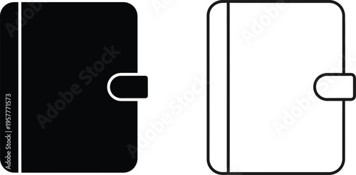 Black and white notebook with strap Vector