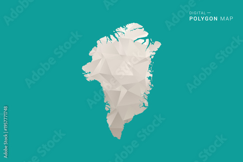 Greenland Map - Green and Gray Polygon Vector Illustration, Low Poly Geometric Design with Clean Minimal Style on Solid Background for Infographic Use.