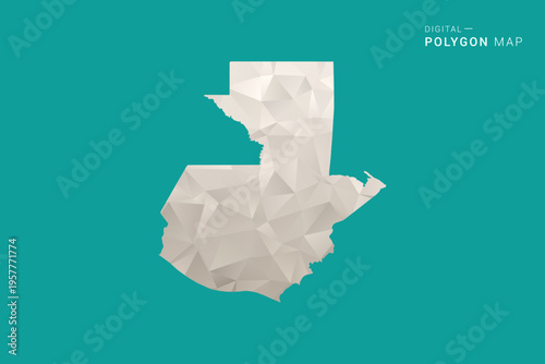 Guatemala Map - Green and Gray Polygon Vector Illustration, Low Poly Geometric Design with Clean Minimal Style on Solid Background for Infographic Use.