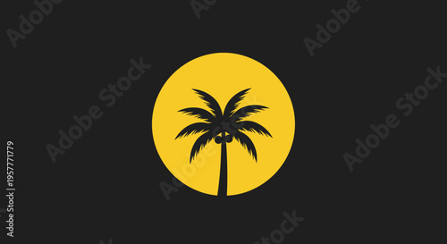 Simple Palm Tree Silhouette Icon.