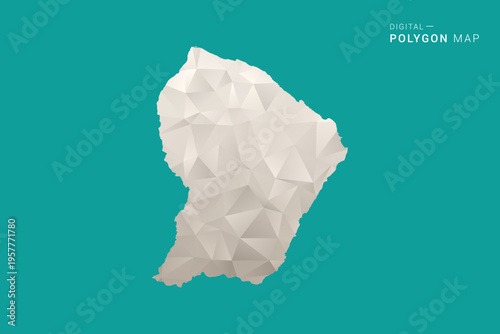 French Guiana Map - Green and Gray Polygon Vector Illustration, Low Poly Geometric Design with Clean Minimal Style on Solid Background for Infographic Use.