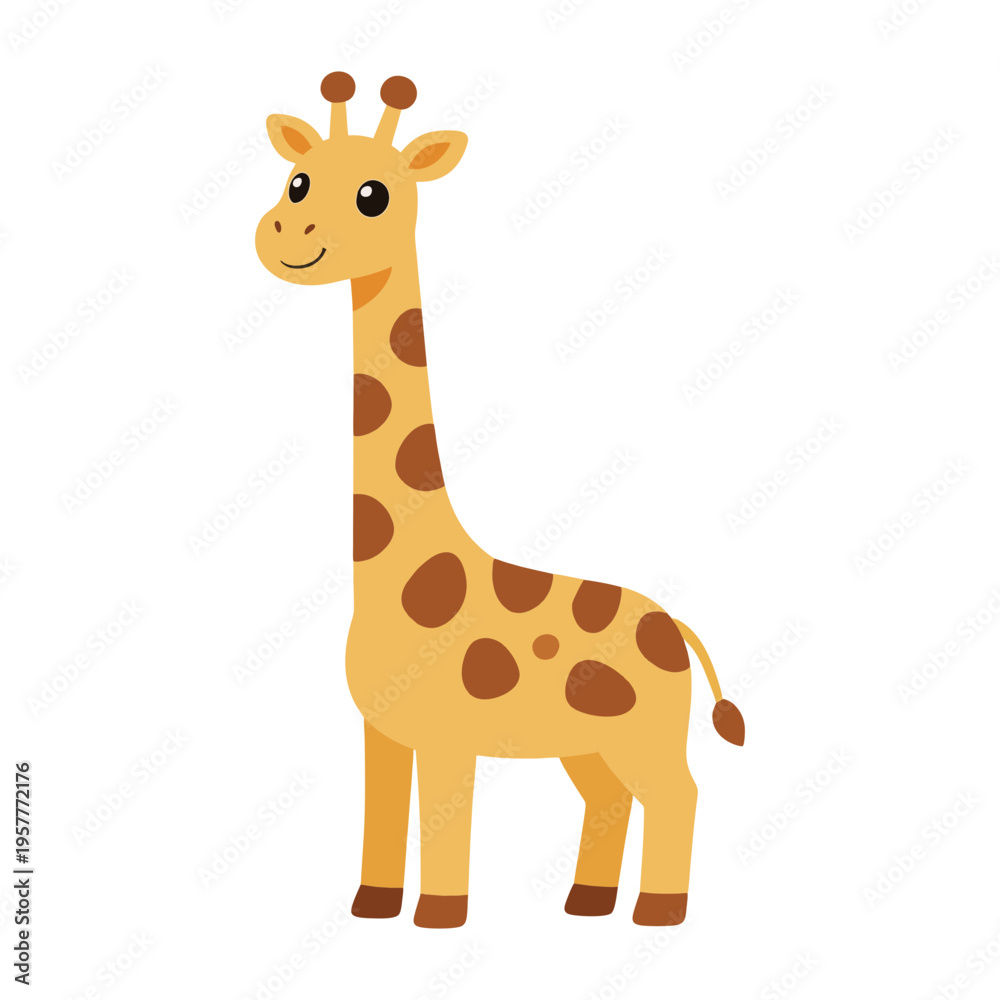 Fototapeta premium Cute Giraffe Cartoon Vector Sticker Illustration