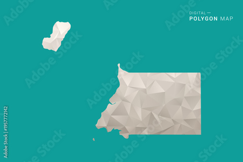 Equatorial Guinea Map - Green and Gray Polygon Vector Illustration, Low Poly Geometric Design with Clean Minimal Style on Solid Background for Infographic Use.