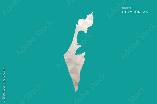 Palestine Map - Green and Gray Polygon Vector Illustration, Low Poly Geometric Design with Clean Minimal Style on Solid Background for Infographic Use.