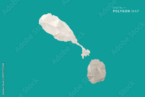 Saint Kitts and Nevis Map - Green and Gray Polygon Vector Illustration, Low Poly Geometric Design with Clean Minimal Style on Solid Background for Infographic Use.
