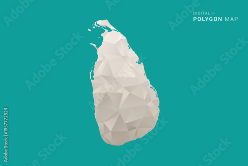Sri Lanka Map - Green and Gray Polygon Vector Illustration, Low Poly Geometric Design with Clean Minimal Style on Solid Background for Infographic Use.