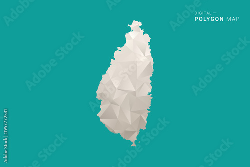Saint Lucia Map - Green and Gray Polygon Vector Illustration, Low Poly Geometric Design with Clean Minimal Style on Solid Background for Infographic Use.
