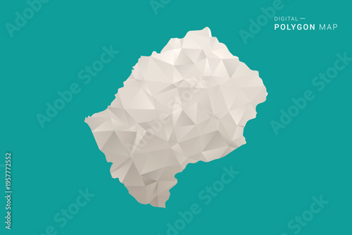 Lesotho Map - Green and Gray Polygon Vector Illustration, Low Poly Geometric Design with Clean Minimal Style on Solid Background for Infographic Use.