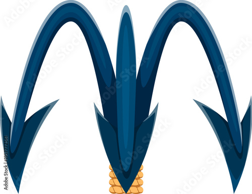 Pirate font cartoon grappling hook letter M. Treasure hunt typeface element, pirate maritime type vector symbol. Piracy marine sailing font typeset letter or sign with ship boarding grappling hook