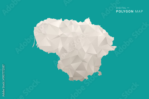 Lithuania Map - Green and Gray Polygon Vector Illustration, Low Poly Geometric Design with Clean Minimal Style on Solid Background for Infographic Use.